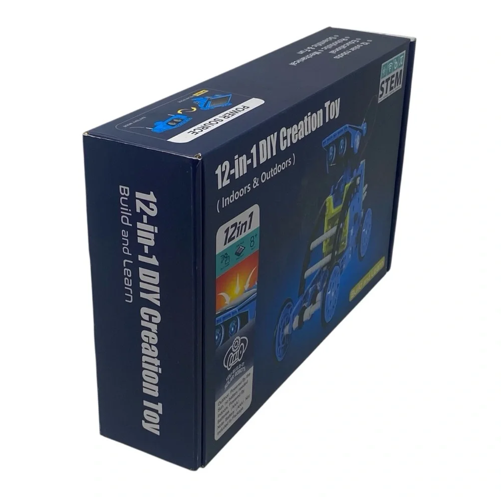 STEM 12-in-1 DIY‎ Creation Toy - Blue and Yellow Solar Robot Kit NEW